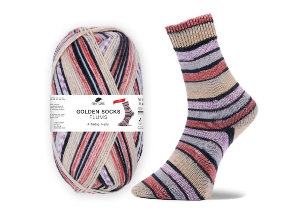Flums Stretch-Sockenwolle von Golden Socks, Pro Lana,  Strumpfwolle beige