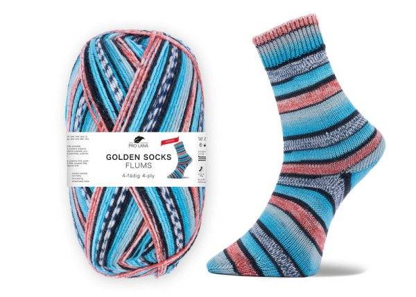 Flums Stretch-Sockenwolle von Golden Socks, Pro Lana,  Strumpfwolle türkis