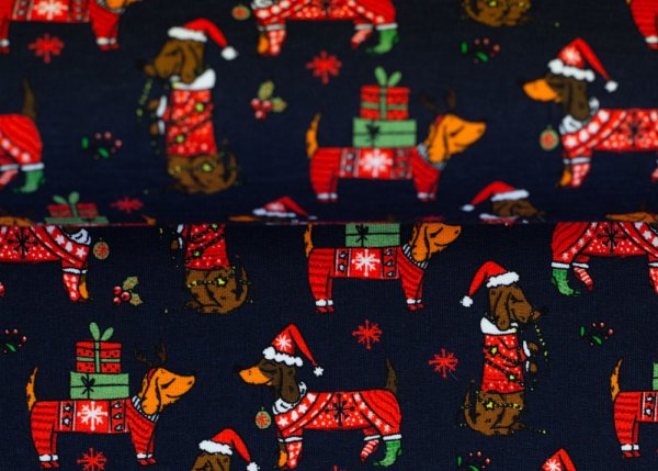 Holly Dogs Swafing christmas fabric french Terry by Swafing