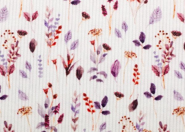 Iva Rippjersey ecru lila Blumenstoff von Swafing