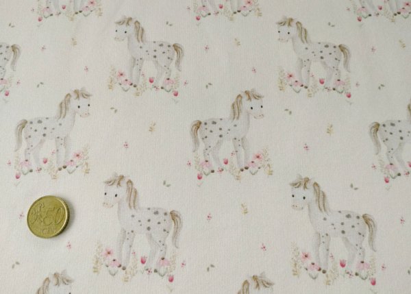 Little Pony Hilco Sweatstoff in ecru mit Ponys