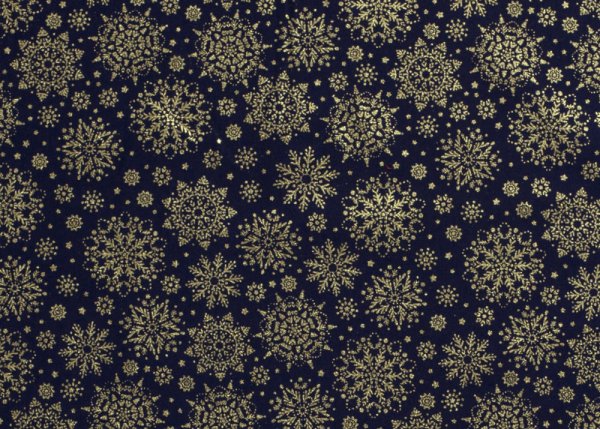 Sternengold christmas fabric, christmas cotton print blue with golden stars