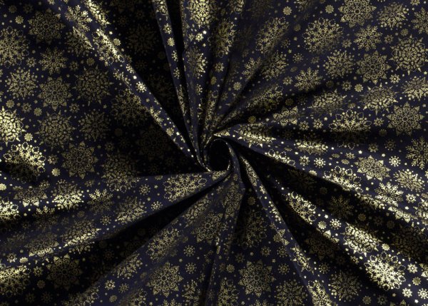 Sternengold christmas fabric, christmas cotton print blue with golden stars