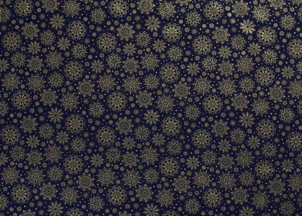 Tannengold christmas fabric, christmas cotton print blue with golden stars