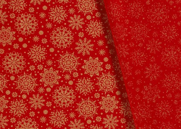 Sternengold Weihnachtsstoff  Baumwolle Webware mit goldenen Sternen auf rotem Grund. Meterware Weihnachtsstoff