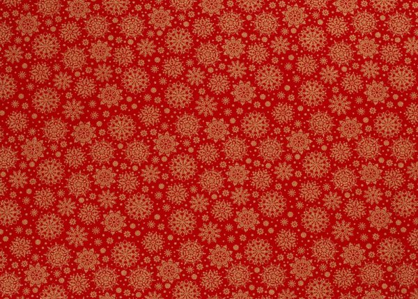 Sternengold Weihnachtsstoff  Baumwolle Webware mit goldenen Sternen auf rotem Grund. Meterware Weihnachtsstoff