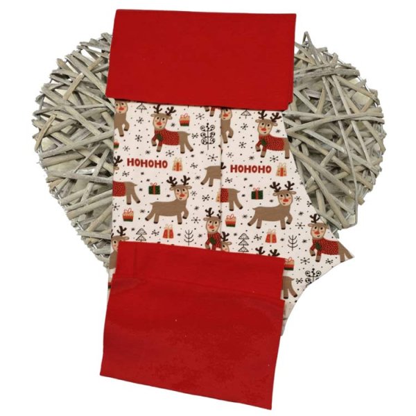 DIY Nähpaket Stoff Zuschnitte Baby Pumphose Jersey Rentier plus rotes Bündchen Nähset für Weihnachten