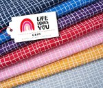 Life Loves You Grid rot Hamburger Liebe Jacquard-Jersey Albstoffe Biobaumwolle