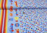 Dots Go Hilco blau Baumwolljersey Kinderstoff Fahrzeuge und Punkte JaTiJu