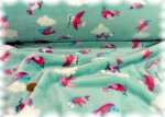 flying birds flanell fleece kuschelnicky mint green