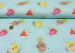 Refresh Fruits jersey aqua Hilco fabric for kids