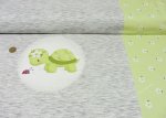 Schildi Panel grey mottled, green Hilco fabric for kids cotton Elastic-Jersey with turtle by Stickwolke