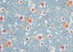 Softshell Flowers Blumenstoff jeansblau für Regenjacken, Matschhosen usw.