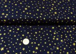 Sternenhimmel klein dark blue christmas fabric with golden stars