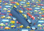 Stoffpaket City Cars Kinderstoff Jersey plus Bündchenstoff blau Stoffset Fahrzeuge