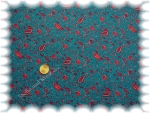 Elena cotton dark turkoisse flowers and paisley    Rest 42 cm reduced!!