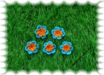 Häkelblumen  türkis orange