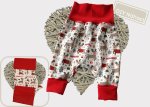 DIY Nähpaket Stoff Zuschnitte Baby Pumphose Jersey Rentier plus Bündchen rot Nähset