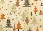 Tannenwald christmas fabric, christmas trees cotton print natural colours with brown